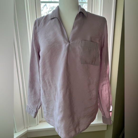 J Jill shirt women’s lavender modal long sleeve blouse roll sleeve button size S - Picture 1 of 7